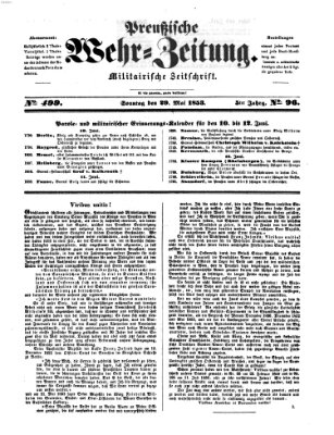 Preußische Wehr-Zeitung Sonntag 29. Mai 1853