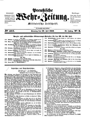 Preußische Wehr-Zeitung Sonntag 10. Juli 1853