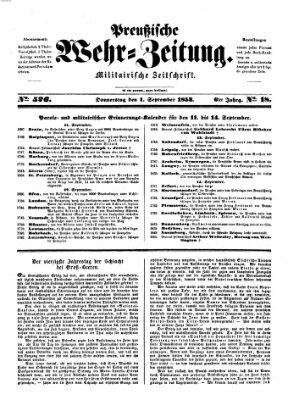 Preußische Wehr-Zeitung Donnerstag 1. September 1853