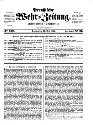 Preußische Wehr-Zeitung Sonntag 14. Mai 1854