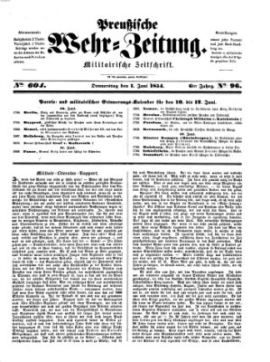 Preußische Wehr-Zeitung Donnerstag 1. Juni 1854
