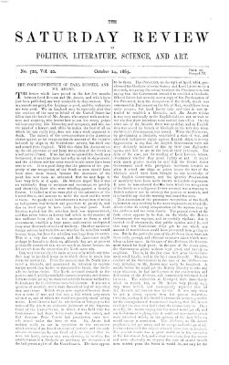 Saturday review Samstag 14. Oktober 1865