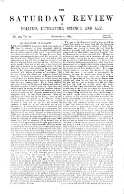 Saturday review Samstag 4. November 1865