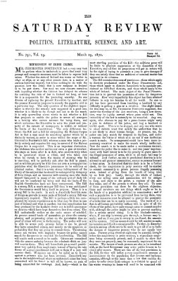 Saturday review Samstag 19. März 1870