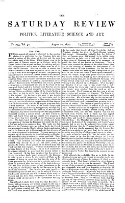 Saturday review Samstag 20. August 1870