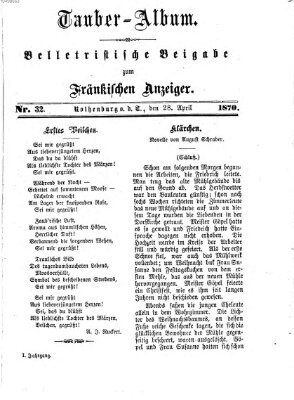 Tauber-Album (Fränkischer Anzeiger) Donnerstag 28. April 1870