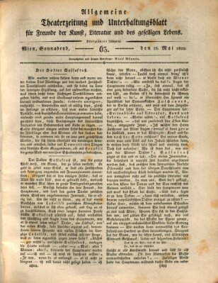 Allgemeine Theaterzeitung und Unterhaltungsblatt für Freunde der Kunst, Literatur und des geselligen Lebens (Allgemeine Theaterzeitung) Samstag 25. Mai 1822