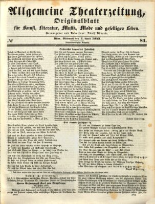 Allgemeine Theaterzeitung Mittwoch 5. April 1843