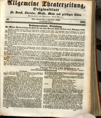 Allgemeine Theaterzeitung Freitag 1. September 1843