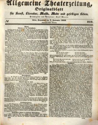 Allgemeine Theaterzeitung Samstag 9. September 1843
