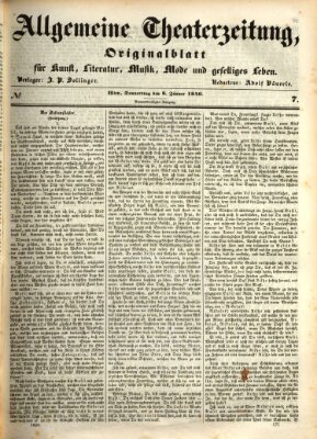 Allgemeine Theaterzeitung Donnerstag 8. Januar 1846