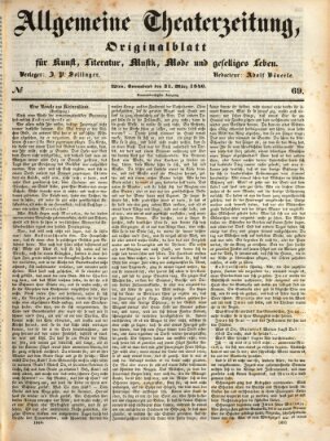 Allgemeine Theaterzeitung Samstag 21. März 1846