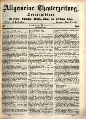 Allgemeine Theaterzeitung Freitag 21. August 1846