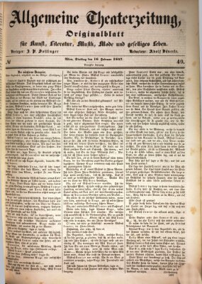 Allgemeine Theaterzeitung Dienstag 16. Februar 1847