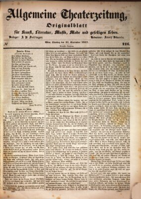 Allgemeine Theaterzeitung Dienstag 21. September 1847
