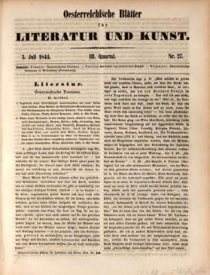 Österreichische Blätter für Literatur und Kunst, Geschichte, Geographie, Statistik und Naturkunde Mittwoch 3. Juli 1844