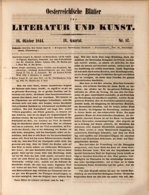 Österreichische Blätter für Literatur und Kunst, Geschichte, Geographie, Statistik und Naturkunde Mittwoch 16. Oktober 1844