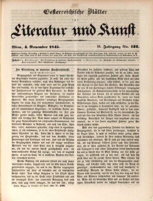 Österreichische Blätter für Literatur und Kunst, Geschichte, Geographie, Statistik und Naturkunde Dienstag 4. November 1845