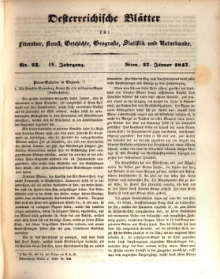 Österreichische Blätter für Literatur und Kunst, Geschichte, Geographie, Statistik und Naturkunde Mittwoch 27. Januar 1847