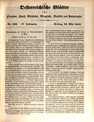 Österreichische Blätter für Literatur und Kunst, Geschichte, Geographie, Statistik und Naturkunde Freitag 21. Mai 1847