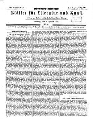 Österreichische Blätter für Literatur und Kunst Montag 3. Januar 1853