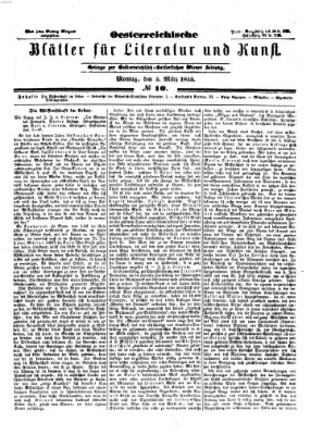 Österreichische Blätter für Literatur und Kunst Samstag 5. März 1853