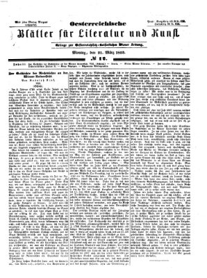 Österreichische Blätter für Literatur und Kunst Montag 21. März 1853