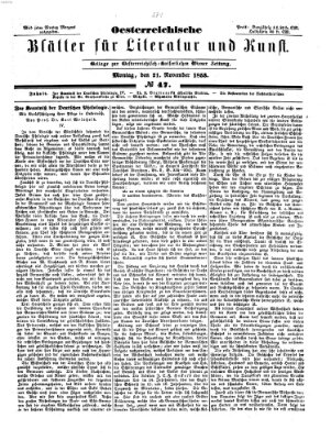 Österreichische Blätter für Literatur und Kunst Montag 21. November 1853