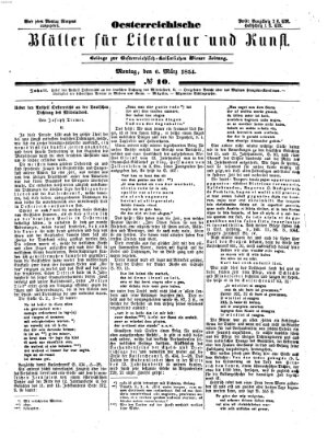 Österreichische Blätter für Literatur und Kunst Montag 6. März 1854