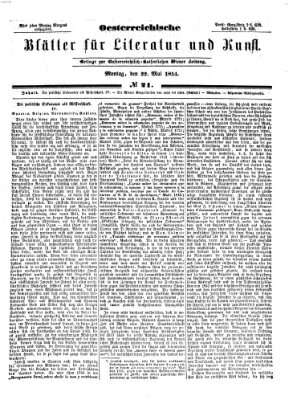 Österreichische Blätter für Literatur und Kunst Montag 22. Mai 1854
