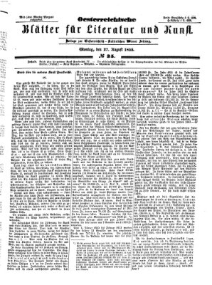 Österreichische Blätter für Literatur und Kunst Montag 27. August 1855