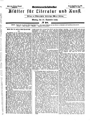 Österreichische Blätter für Literatur und Kunst Montag 17. September 1855