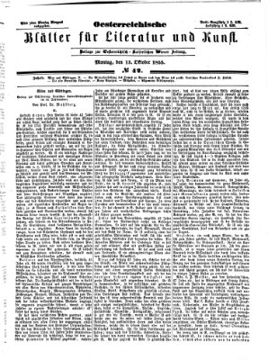 Österreichische Blätter für Literatur und Kunst Montag 15. Oktober 1855