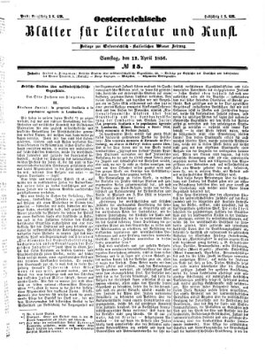 Österreichische Blätter für Literatur und Kunst Samstag 12. April 1856