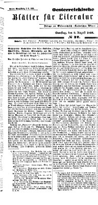 Österreichische Blätter für Literatur und Kunst Samstag 9. August 1856