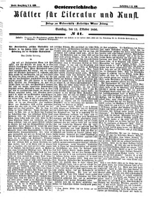 Österreichische Blätter für Literatur und Kunst Samstag 11. Oktober 1856