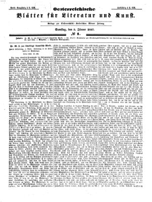 Österreichische Blätter für Literatur und Kunst Samstag 3. Januar 1857
