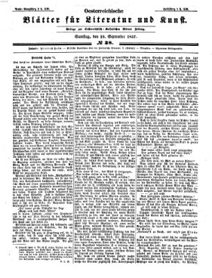 Österreichische Blätter für Literatur und Kunst Samstag 19. September 1857