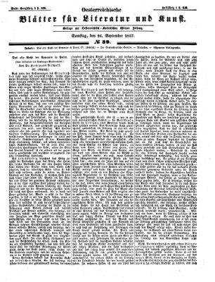 Österreichische Blätter für Literatur und Kunst Samstag 26. September 1857