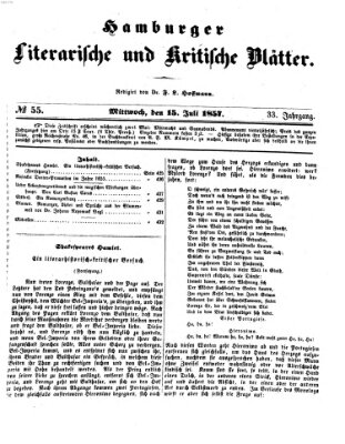 Hamburger literarische und kritische Blätter Mittwoch 15. Juli 1857