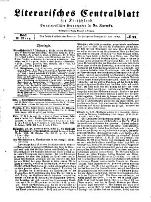 Literarisches Zentralblatt für Deutschland Samstag 13. März 1852