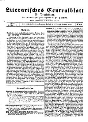 Literarisches Zentralblatt für Deutschland Samstag 2. April 1853