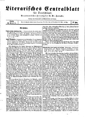 Literarisches Zentralblatt für Deutschland Samstag 30. April 1853