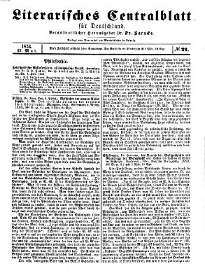 Literarisches Zentralblatt für Deutschland Samstag 27. Mai 1854