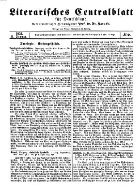 Literarisches Zentralblatt für Deutschland Samstag 13. Januar 1855
