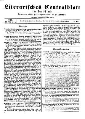 Literarisches Zentralblatt für Deutschland Samstag 14. April 1855