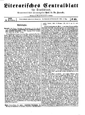 Literarisches Zentralblatt für Deutschland Samstag 13. Oktober 1855