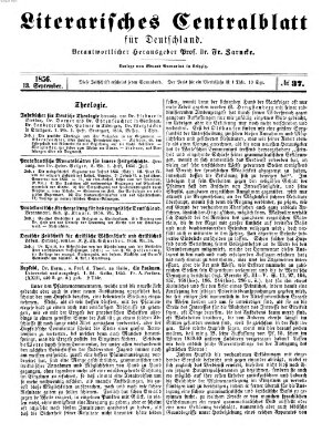 Literarisches Zentralblatt für Deutschland Samstag 13. September 1856