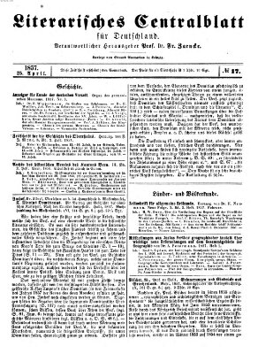 Literarisches Zentralblatt für Deutschland Samstag 25. April 1857