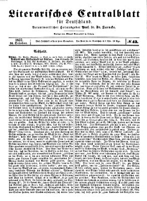 Literarisches Zentralblatt für Deutschland Samstag 24. Oktober 1857
